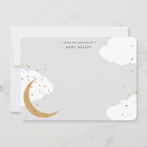 Moon and Stars Baby Personalized Flat Note Card