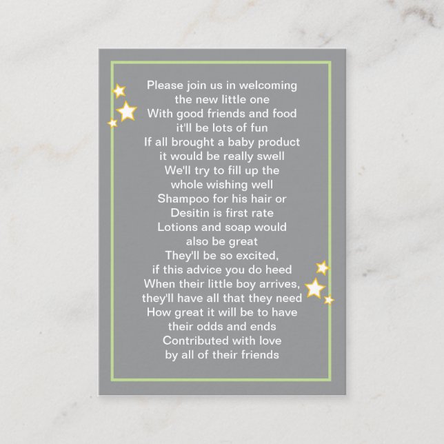 Moon and Stars Baby Product Card (Front)