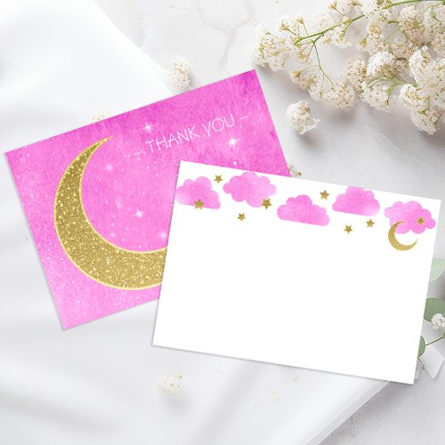 Moon and Stars Baby Shower Blank Thank You Card