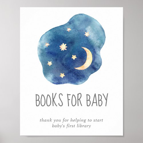 Moon and Stars Baby Shower Books for Baby Sign