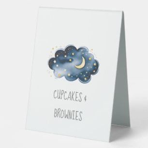 Moon and Stars Baby Shower Buffet Food Labels Table Tent