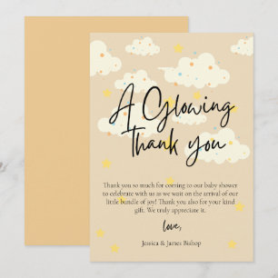 Moon and Stars Baby Shower Cream Thank you Card 