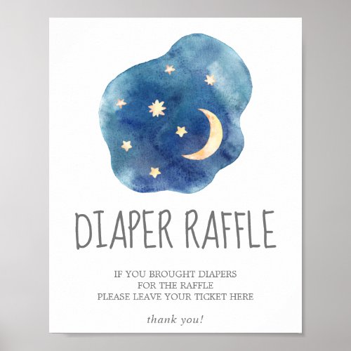 Moon and Stars Baby Shower Diaper Raffle Sign