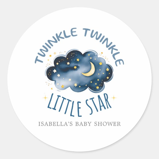 Moon and Stars Baby Shower Envelope Seals (Front)