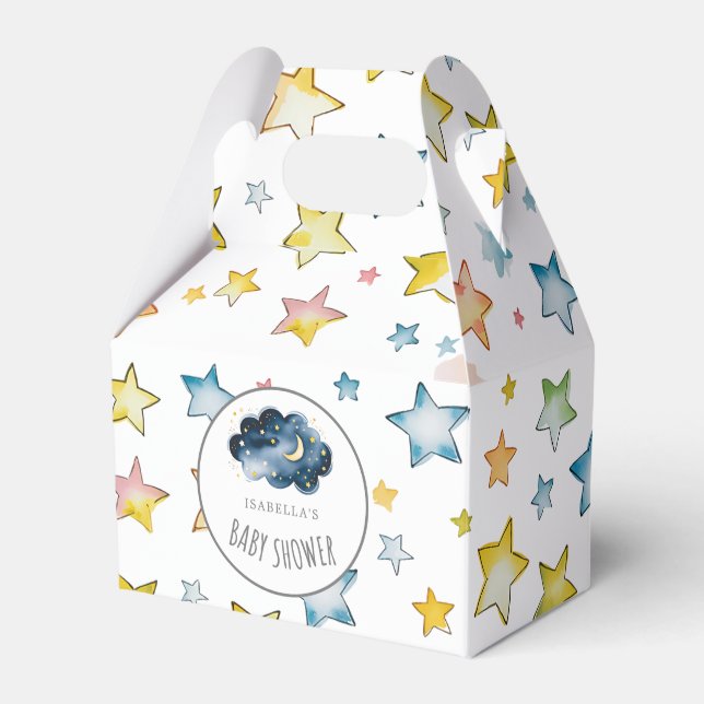 Moon and Stars Baby Shower  Favor Boxes (Front Side)