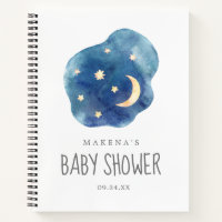 Moon and Stars Baby Shower Gift List Notebook