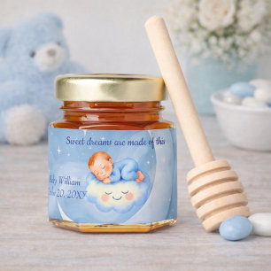 Moon and Stars Baby Shower Honey Favor Jar Label  Favors