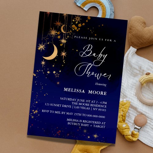 Moon And Stars Baby Shower Invitation