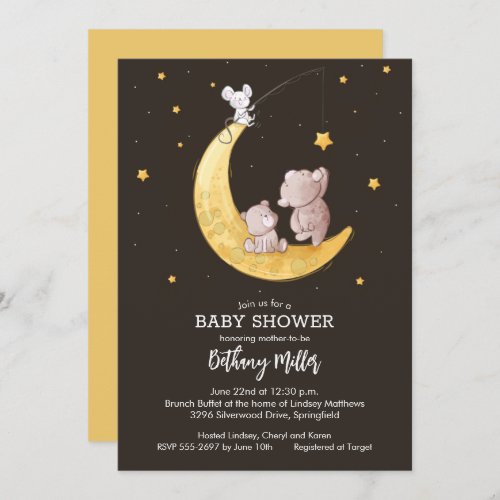 Moon and Stars Baby Shower Invitation