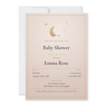 Moon and Stars Baby Shower Invitation, Blush