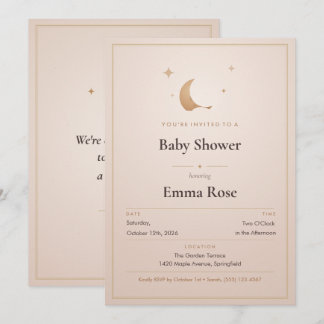 Moon and Stars Baby Shower Invitation, Blush