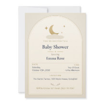 Moon and Stars Baby Shower Invitation, Cream Story