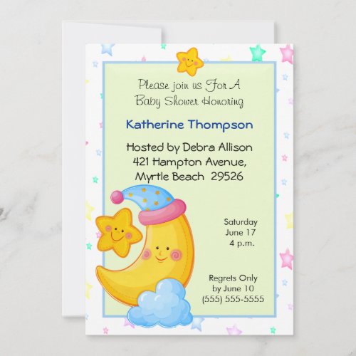 Moon and Stars Baby Shower Invitations