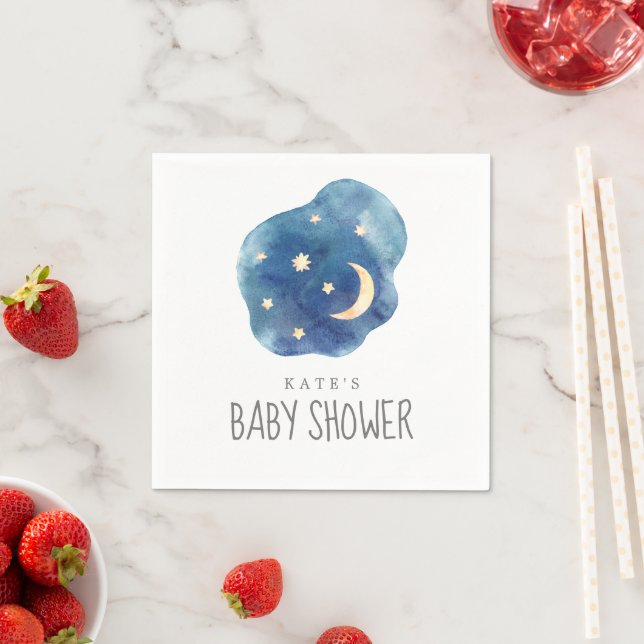 Moon and Stars Baby Shower Napkins (Insitu)