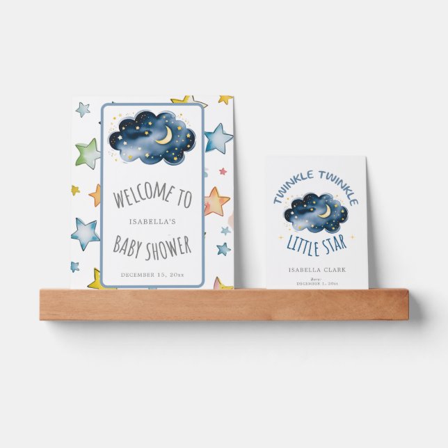 Moon and Stars Baby Shower Picture Ledge (Front)