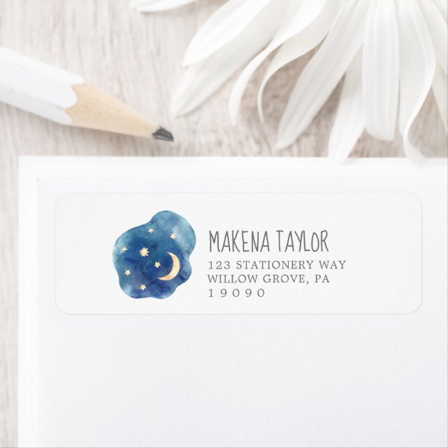 Moon and Stars Baby Shower Return Address Label (Insitu)