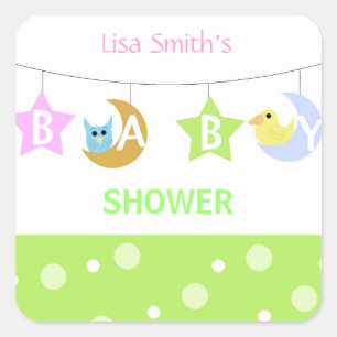 Moon and Stars Baby Shower Square Sticker