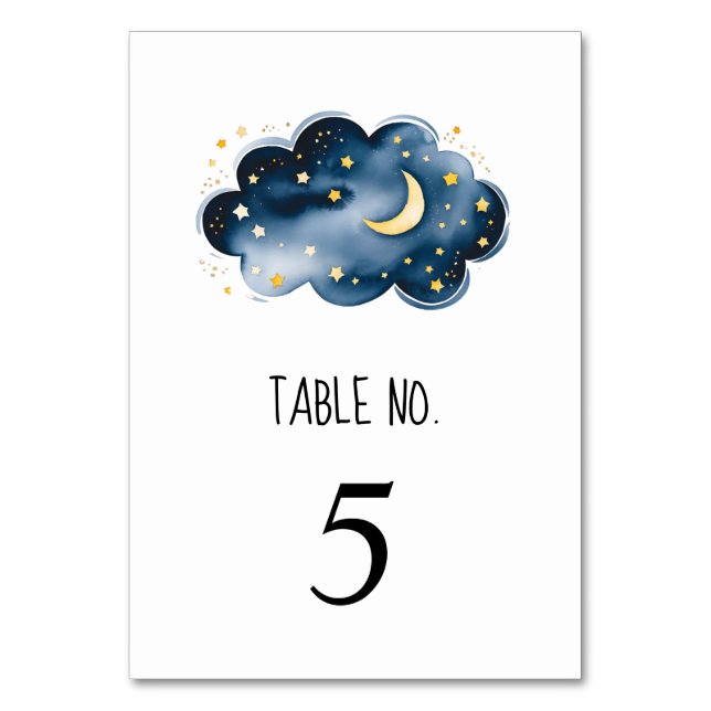 Moon and Stars Baby Shower Table Number (Back)