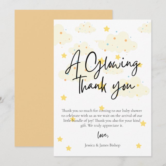 Moon and Stars Baby Shower Thank you Card  (Front/Back)