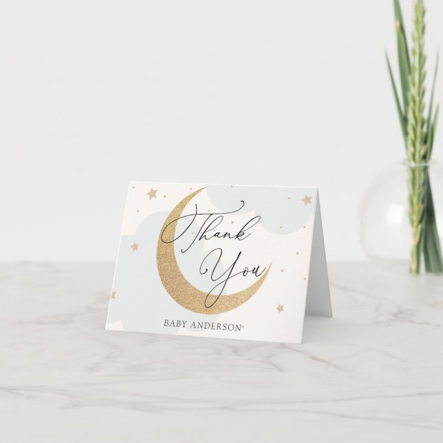 Moon and Stars Baby Shower Thank You Card (Front)