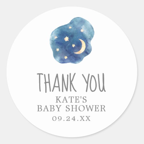Moon and Stars Baby Shower Thank You Favor Sticker