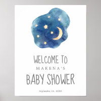 Moon and Stars Baby Shower Welcome Poster