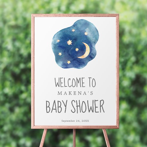 Moon and Stars Baby Shower Welcome Poster