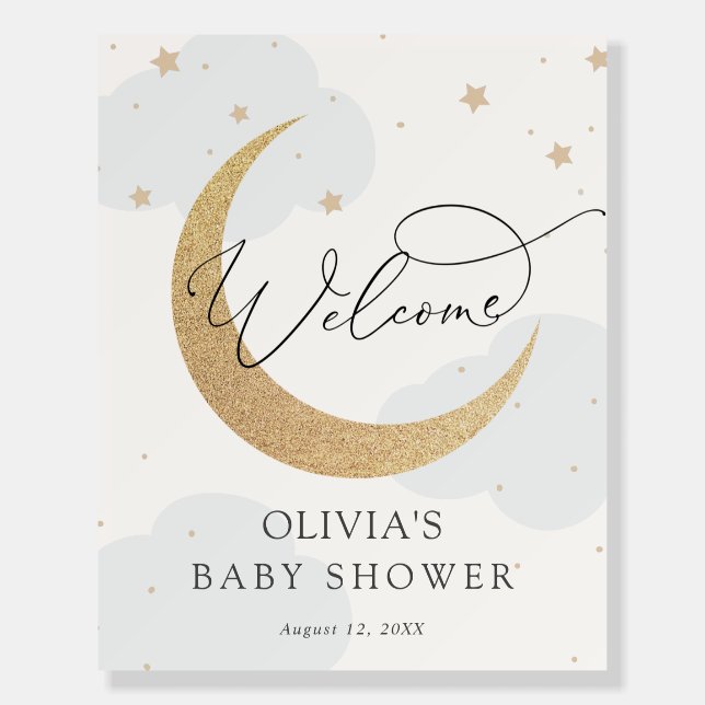 Moon and Stars Baby Shower Welcome Sign (Front)