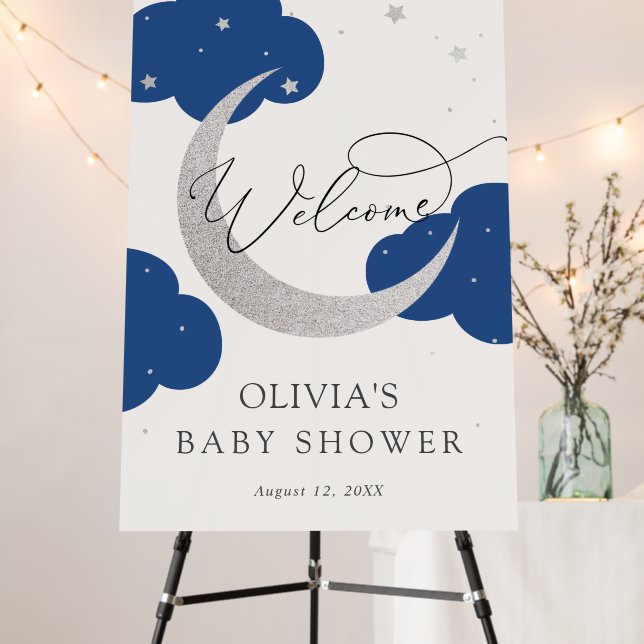 Moon and Stars Baby Shower Welcome Sign (In Situ (Stand))
