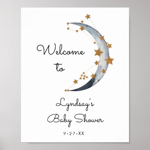 Moon and Stars Baby Shower Welcome Sign 