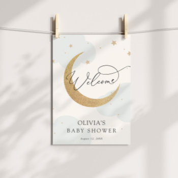 Moon And Stars Baby Shower Welcome Sign by AdorePaperCo at Zazzle
