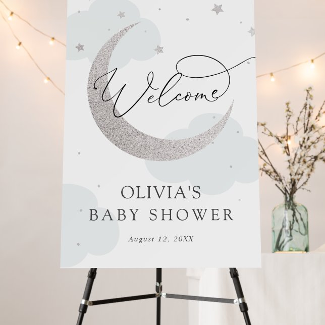 Moon and Stars Baby Shower Welcome Sign (In Situ (Stand))