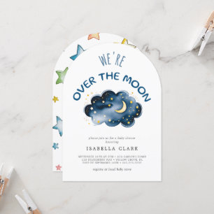 Moon and Stars Baby Shower We're Over the Moon Invitation