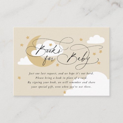 Moon and Stars Beige Book Request Baby Shower Enclosure Card