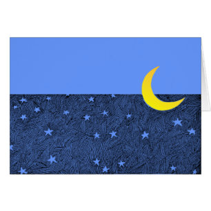 Moon and Stars Blank Vintage Art Card
