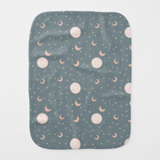 Moon and stars - blue baby burp cloth