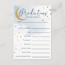 Moon and Stars Blue Baby Shower Prediction Card