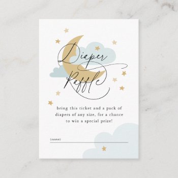 Moon And Stars Blue Diaper Raffle Baby Shower Enclosure Card by NBpaperco at Zazzle