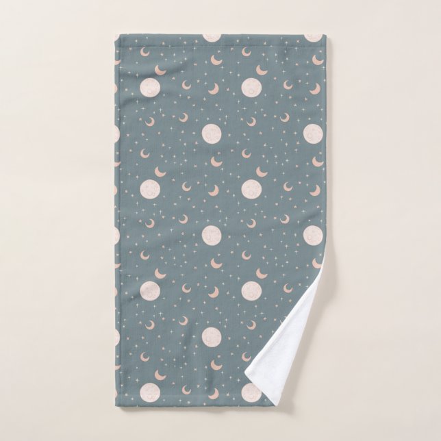 Moon and stars - blue hand towel  (Hand Towel)