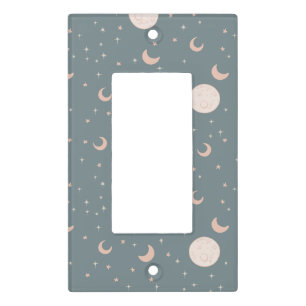 Moon and stars - blue light switch cover