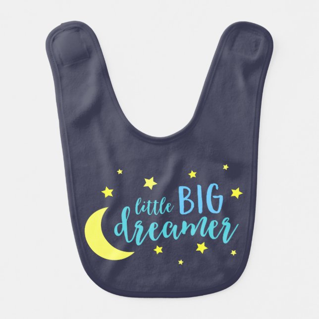 Moon and Stars Blue Little Big Dreamer Bib (Front)