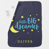 Moon and Stars Blue Little Big Dreamer Receiving Blanket
