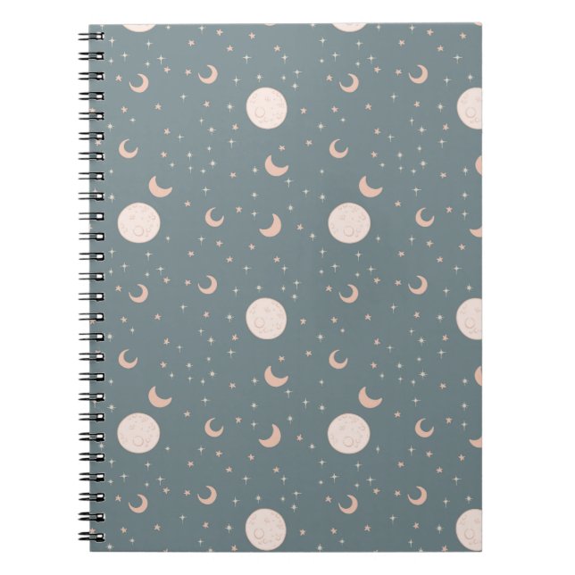 Moon and stars - blue notebook (Front)