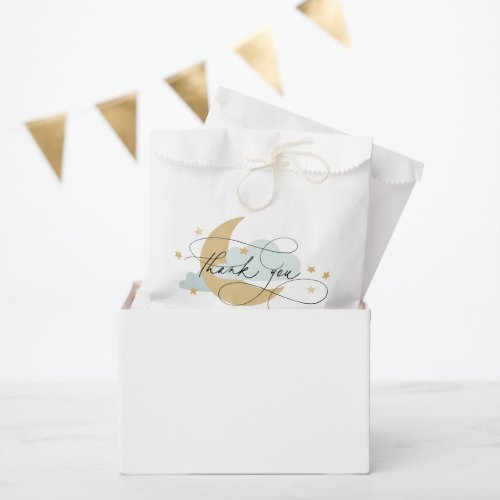 Moon and Stars Blue Script Baby Shower Thank You C Favor Bag