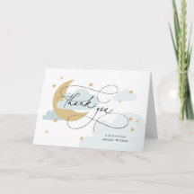 Moon and Stars Blue Script Baby Shower