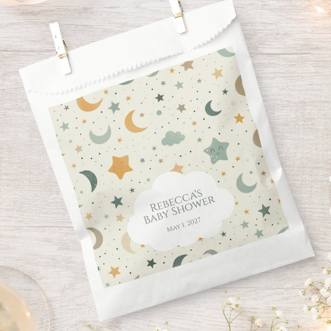Moon and Stars Boho Baby Adoption Shower Favor Bag (Boho moon and stars baby shower personalized baby shower guest favor bag)