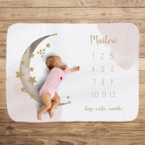 Moon and Stars Boho Milestone Baby Blanket