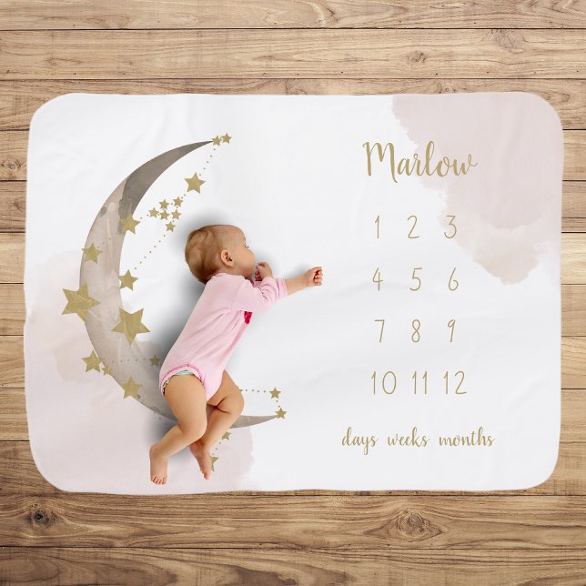 Moon and Stars Boho Milestone Baby Blanket (Creator Uploaded)