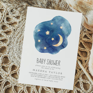 Moon and Stars Boy Baby Shower Invitation