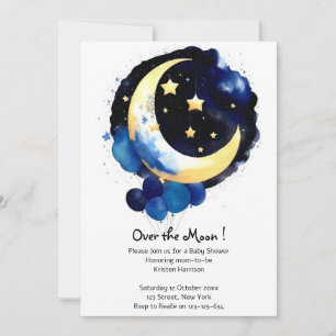 Moon and Stars Boy Baby Shower Night Sky Invitation